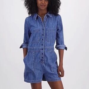 ON 34TH Denim Long Sleeve Coastal Cowgirl Boho Utility Romper Size 4